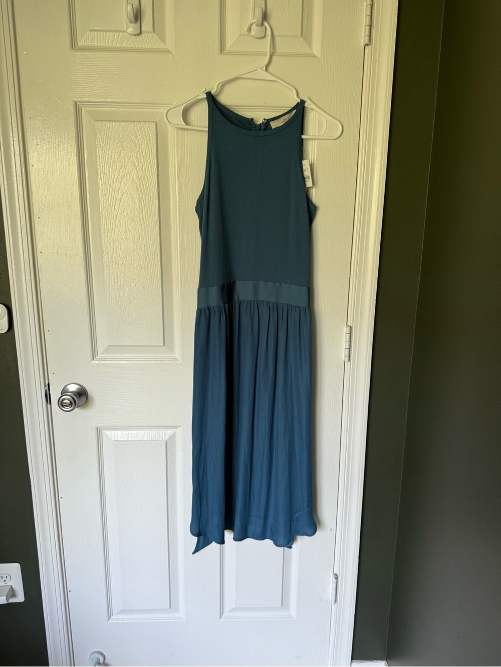 NWT LOFT Teal Sleeveless Midi Dress
